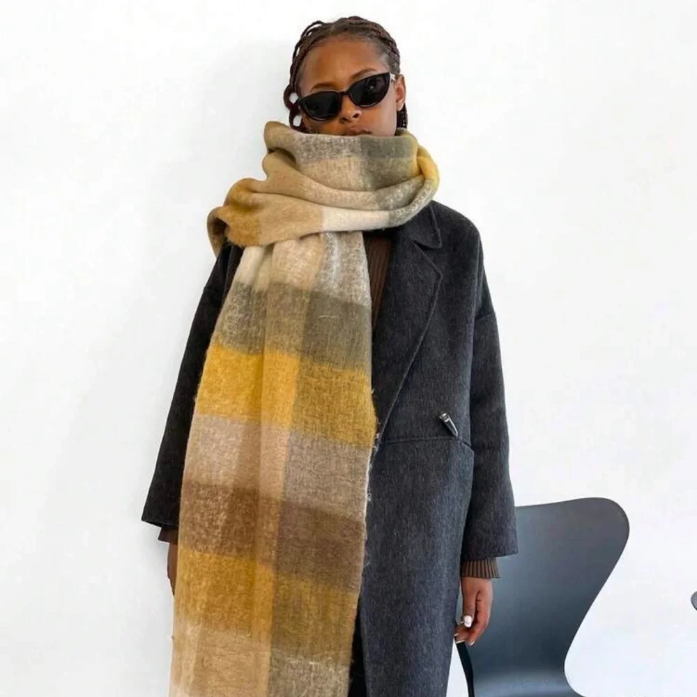 New Brown Mohair Scarf 210x40cm Soft Fluffy Cozy Winter Wrap Shawl Unisex